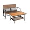 Outdoor 2-Piece Rattan Coffee Table Set with Storage Shelf and Cushions